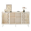 Sicotas Mid Century Sideboard Storage Rustic Sliding Door Solid Wood Cabinet for Living Room Decorative TV Buffet and Storage for TV Stand,Sideboards,Accent Cabinets