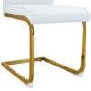 Luxury Simple Arch Chair - Set of 4 White PU Material High Resilience Dining Chair with Arched Metal Gold Leg.