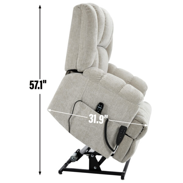 Dual Motor Heat Massage Infinite Position Up to 350 LBS Electric Power Lift Recliners with Power-Remote, Medium-firm and Heavy Duty, Beige