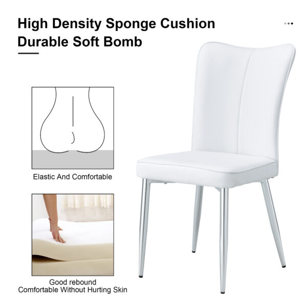 f8f83d4f3c81468dae5895da03cdc119_20231018_aaa6d0d3b4908029fd7e617af34c41c1 Modern minimalist dining chairs, office chairs. 4-piece set of white PU seats with silver metal legs. Suitable for restaurants, living rooms, and offices. C-008