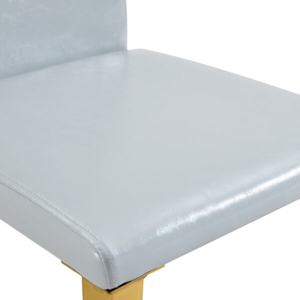 f908886be78b4b939ccec43c11639286_57676e5c3e0c656a1f8d954530ffc0f2 Table and chair set.71 * 35.4 inch rectangular dining table.Tempered Glass Tabletop,Golden 7-shaped Metal Table Legs.Paried With 8 Light Gray PU dining chairs, Golden Metal Legs.Simple and versatile.