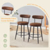 Fashionable and Comfortable - Two Sets Of Rrgonomic High Leg Bar Chairs, With Brown Technology Fabric Cushions That Are Soft And Comfortable,Black Metal Legs. The Total Height is 35.5 Inches.