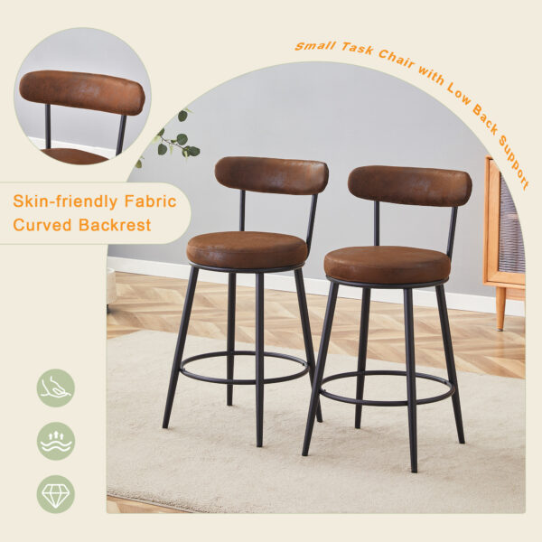 f933d3e6646b458b99072cb5cd049303_68e21d358d1fc2502e35dde8bb20035c Fashionable and Comfortable - Two Sets Of Rrgonomic High Leg Bar Chairs, With Brown Technology Fabric Cushions That Are Soft And Comfortable,Black Metal Legs. The Total Height is 35.5 Inches.