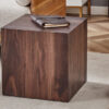 16*16*16 Inch Walnut Wood Grain MDF Coffee Table - Luxurious Design, Perfect Living Room Accent.Cube fashion texture design coffee table, suitable for various situations and scenes.