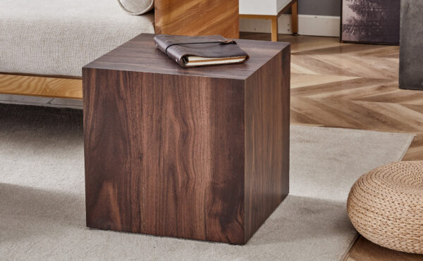 f9416aad17db49eab4be7fbd0e0152a9_3f66d873c51f1c05be6a2cac93cc75fe 16*16*16 Inch Walnut Wood Grain MDF Coffee Table - Luxurious Design, Perfect Living Room Accent.Cube fashion texture design coffee table, suitable for various situations and scenes.