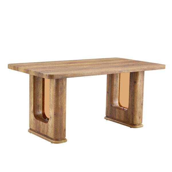 f97b035fa9b5494895c7efb932ca330d_d536404d1864314e9dc71c2b8edff1f4 64.5 x 35.4 Inch Stylish Wood Color Textured Dining Table, Perfectly Blending Simplicity And Transparency. Made of MDF Material With Wood Grain Stickers, It Exudes A Strong Sense Of Fashion.