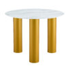 Round white dining table, artificial marble glass stickers, golden MDF legs, kitchen dining table, living room dining table 40 "* 40" * 29.4 "F-X03
