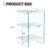 Three levels of bedside tables. The board surface is MDF, with white stickers, and both sides are transparent tempered glass. The design is simple and generous, with storage function.