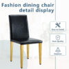Two Black PU dining chairs, Golden Metal Legs.Simple and versatile, comfortable and accompanied. Exquisite and versatile dining chairs unlock a comfortable new experience.(Set of 2)