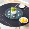 Double layer rotatable round glass.The rotatable design makes it more convenient to retrieve and place items.The upper glass has a diameter of 20 inches, while the lower glass15 inches.