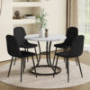 Table and chair set.A Modern Minimalist Circular Dining Table With A Diameter Of 33.3 Inches.Paired With 4 Black Linen-Cotton Material High Resilience Dining Chair with Metal Black Leg.