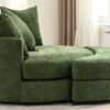 Orisfur. 360° Swivel Accent Barrel Chair with Storage Ottoman & 4 Pillows, Modern Chenille Leisure Chair Round Accent for Living Room, Green