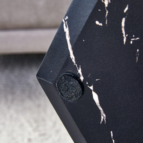 fa4af3988e6a4bc6a30254ee73262370_010f0b74ff15acd3988bdb9daa09d7ae Modern Minimalist Black Hexagonal Coffee Table Set.Hexagonal MDF coffee table, characteristic pattern stickers, multi-hole design to give more storage space.Two coffee tables of different sizes.