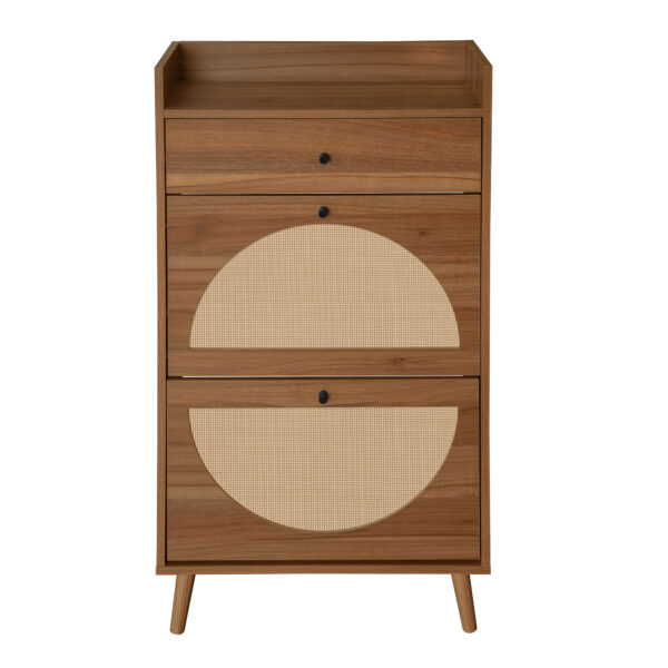 Rattan, Allen 2 Door 1 Drawer Cabinet, Shoe Rack, Double Layer, Suitable for Entrance