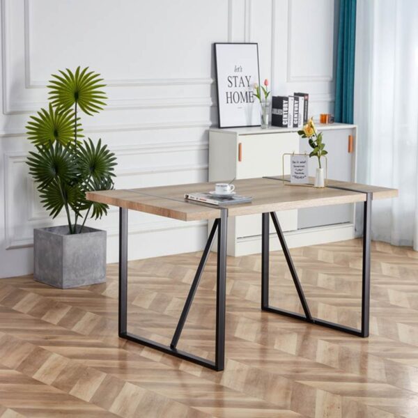 Rustic Industrial Rectangular Wood Dining Table For 4-6 Person, With 1.5" Thick Engineered Wood color Tabletop and Black Metal Legs,Desk For Kitchen Dining Living Room, 55.1" x 31.4"x 29.9"1529W115172
