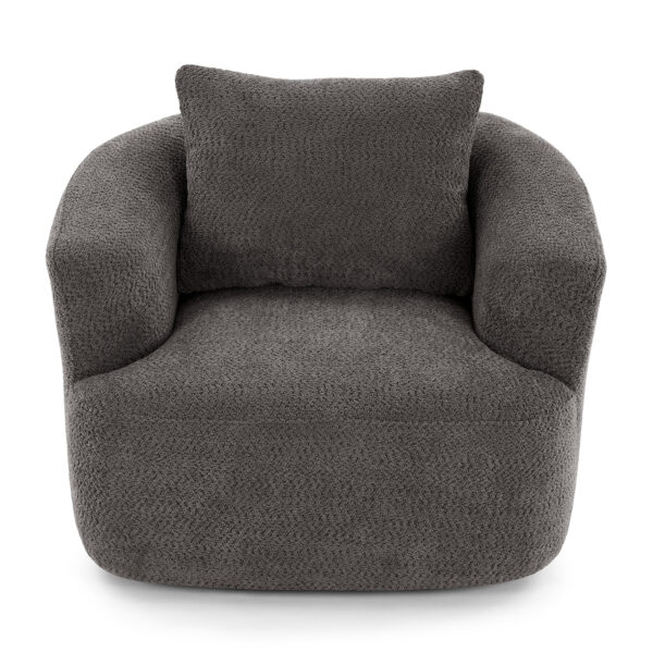 360° Swivel Chair, 38.2" Accent Chair Sofa, Upholstered Swivel Barrel Sofa Chair with a Throw Pillow for Living Room, Bedroom, Office and Hotel, Grey