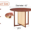 Chinese countryside retro solid wood round table, simple modern imitation rattan table, wooden table, desk. Suitable for dining room, living room, office