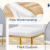 Luxury Simple Chair - Set of 4 White PU Material High Resilience Dining Chair with Metal Gold Leg.The Chair Back Has a Vertical Stripe Design With Smooth And Uniform Lines.