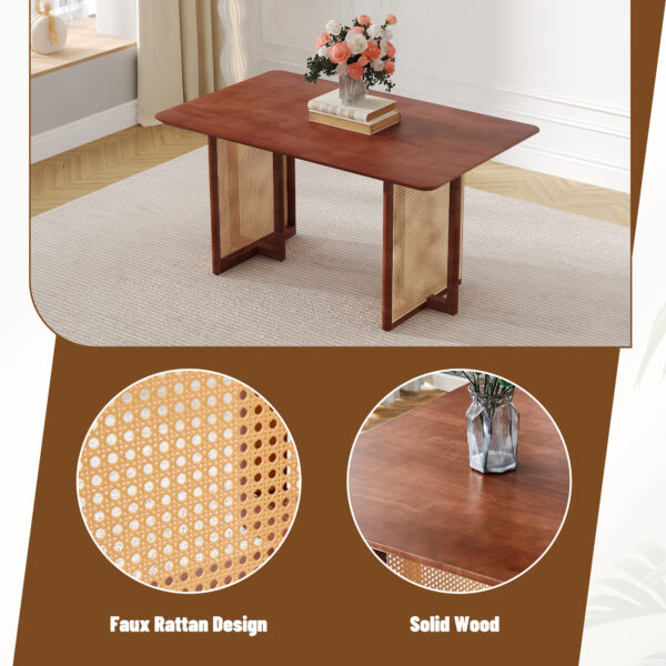 fb0c0e689a9f4f2185bdb3f513d4b2ce_f2c3cd3ea17e8a502fb7e1d3bac3d54c Chinese country retro solid wood dining table,simple modern imitation rattan dining table.Suitable for dining room, living room, office.Natural Style Walnut Solid Wood Dining Table.