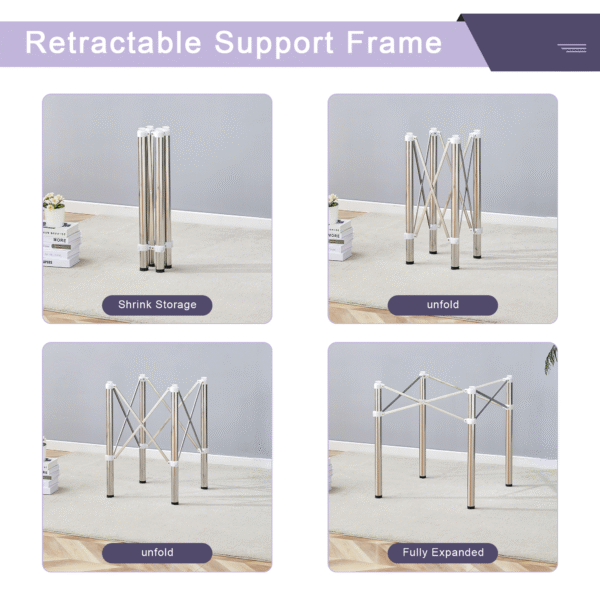 fb0ee6ec7080427f9aee23a2f56644f7_fb48247d3ebe92ca32308f18876f049f Only Table Leg.Simple Silver Stainless Steel Folding Table Frame - Multifunctional, Space-Saving.Folding Table Frame,Silver Stainless Steel Material,5.5*5.5*28.7~26.3*26.3*28.7 Inch.