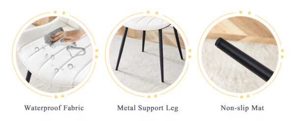 fb1dcc3d66074b7ca5d4a3c9dd9ec764_966b6a41aeebb4f6b7ddfecabe54fcb8 Extended Seat Cushion PU Dining Chair Set - Four Pieces.Smooth line design.Can integrate well into various modern home decoration styles.White and Dark Gray Splicing Colors.