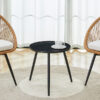 Modern 3-Piece Set: 17.7" Anti-Spill Round Coffee Table + 2 Rattan Swivel Chairs, Outdoor Patio Furniture for Tea Time.Suitable for Various Outdoor Venues.3-piece Set Packaged As A Single Package.