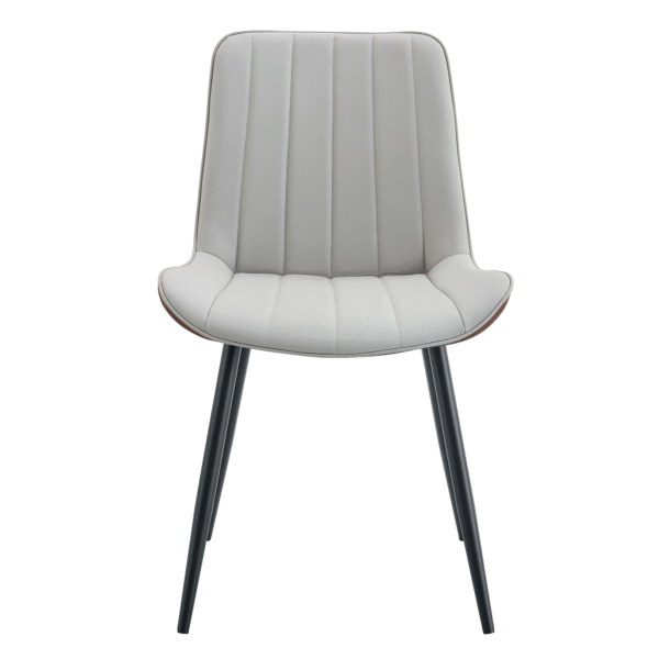 fb20b58cd1eb4e909635e46ee3f99b71_b2ce88ab030b949ad904210c40f86419 Extended Seat Cushion PU Dining Chair Set - Four Pieces.Smooth line design,Integral metal leg structure,Can integrate well into various modern home decoration styles.Gray and Brown Splicing Colors.