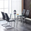 Modern Dining Chairs with Faux Leather Padded Seat Dining Living Room Chairs Upholstered Chair with Metal Legs Design for Kitchen, Living, Bedroom, Dining Room Side Chairs Set of 6 (Black+PU ) C-001