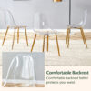 Transparent and stylish ergonomic dining chair unlocks a new experience of lightweight fashion, comfort, and stability. Transparent seat cushion, golden metal legs. One box of three.
