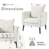Modern Chenille Accent Chair, Upholstered Armchair for Living Room ,Mid Century Fabric Lounge Chair w/ Pillow, Comfortable Reading Chair with Wood Legs for Living Room, Bedroom,Reception Room (Beige)