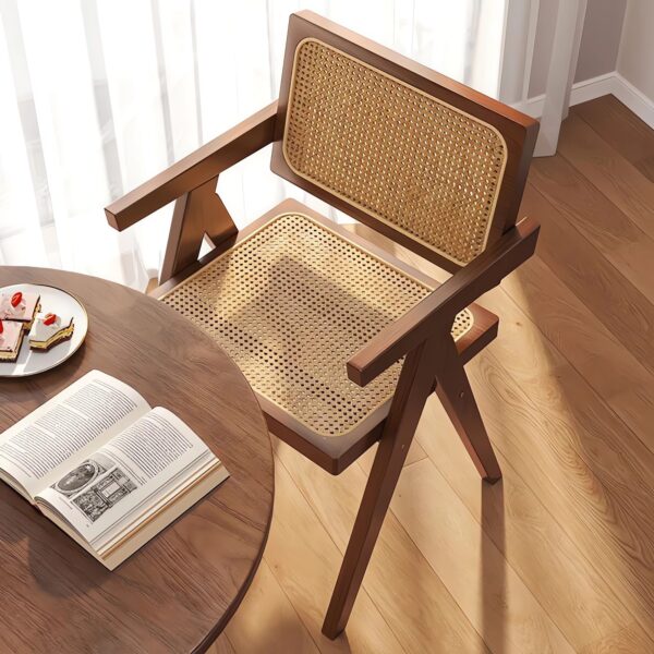 fb61cf15b9d54a5dbb47ab7fa6575093_373c263e6e6e77ed91f4391bf4e58b91 Modern Mid Century Dining Chairs Set of 2, Rattan Accent Chairs, Comfy Armchairs, Outdoor Wood Chairs with Armrest for Bedroom Living Room Reading Room Dining Kitchen, Brown
