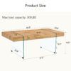 43.3"x23.6" Wood colored texture sticker MDF Coffee Table with Tempered glass legs.Suitable for Living Room.It can be used not only as a coffee table but also as a side table or display stand.