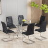Modern Dining Chairs with Faux Leather Padded Seat Dining Living Room Chairs Upholstered Chair with Metal Legs Design for Kitchen, Living, Bedroom, Dining Room Side Chairs Set of 6 (Black+PU ) C-001