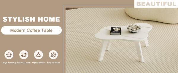 fb90a06adc2143468a20bb74bb8f2d5b_627cf67458ea7ec66a91333969dd3010 Modern minimalist white imitation marble table top. Solid wood legs, cloud shape to give you a new experience, computer desk. The game table. Suitable for dining and living rooms.