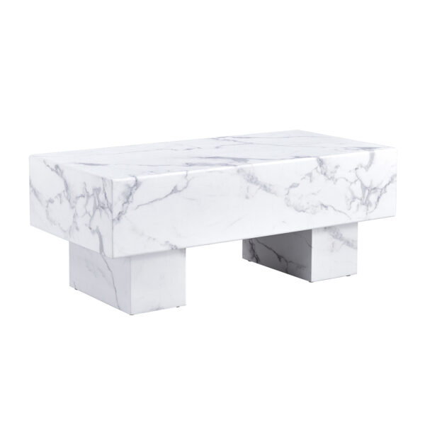 fbb5e3fd5cdd4c0688b48fb87118a14a_20240123_2285cdfd69e7171172a746000a9ec222 Modern Simple White Marble Texture MDF Coffee Table - 43.3"x21.6"x17.2" Practical Model.Making it an ideal addition to any living room or apartment.W1151134962