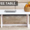 Chinese style white solid wood and imitation rattan coffee table, rectangular solid wood coffee low table, small living room coffee table