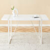 Industrial rectangular MDF Cream style dining table for 4-6 people with 1.5 inch thick MDF top and white metal legs frame for work desk, kitchen, terrace, dining room