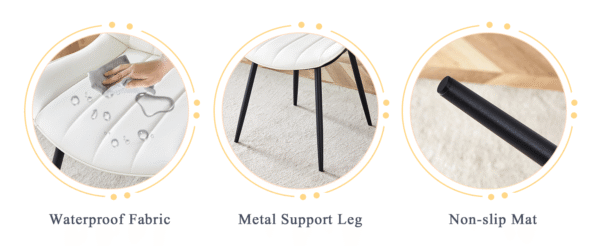 fc5678977bb54e219f499bf310478055_a27a331281e3cda4b3f62b949eb4d2ab Extended Seat Cushion PU Dining Chair Set - Four Pieces.Smooth line design.Can integrate well into various modern home decoration styles.White and Black Splicing Colors.