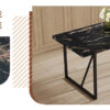 Table and chair set.Modern Black Marble Pattern MDF Dining Table Set-55"x31.4" with 4 Extended Seat Cushion PU Dining Chairs.White and Dark Gray Splicing Colors Cushion.Iron Pipe Spraying Chair Legs.