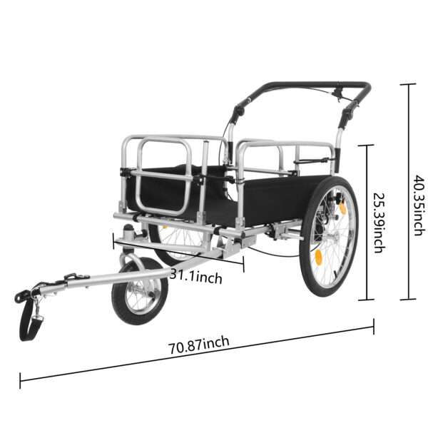fc9d7ed1e1f0484c92da35701db5267e_0677d6964845b64c65912fa68370cf98 3-in-1 Heavy-Duty Bike Cargo Trailer – E-Bike Compatible Steel Frame, 110lb Capacity, Convertible Stroller & Pull Cart w/Suspension, 20" Wheels & Accessories