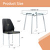 Table and chair set.Modern circular transparent tempered glass table, tempered glass tabletop, silver metal table legs.A Set of 4 Black PU Comfort Dining Chairs with extended backrest.
