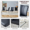 Modern minimalist dining chairs, black PU leather curved backrest and seat cushions, electroplated metal chair legs, suitable for restaurants, bedrooms, and living rooms. A set of 4 chairs.008
