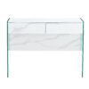 White environmental protection MDF minimalist dresser, desk, desktop computer desk, with double drawer storage space, simple home, perfect for various styles of home environment.