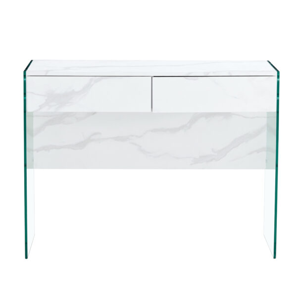 White environmental protection MDF minimalist dresser, desk, desktop computer desk, with double drawer storage space, simple home, perfect for various styles of home environment.