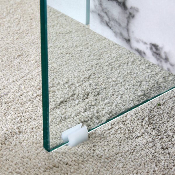 fd15e2f2f66146988c3fcafebbb8052a_5afeac15b1df47f89b0eb81dd7add3c1 43.3 Inch Modern Two-Tier Coffee Table - Clear Tempered Glass and White Marble Texture, Multifunctional Storage Design.The bottom tier includes a drawer.Can be used as a coffee table,side table,etc.