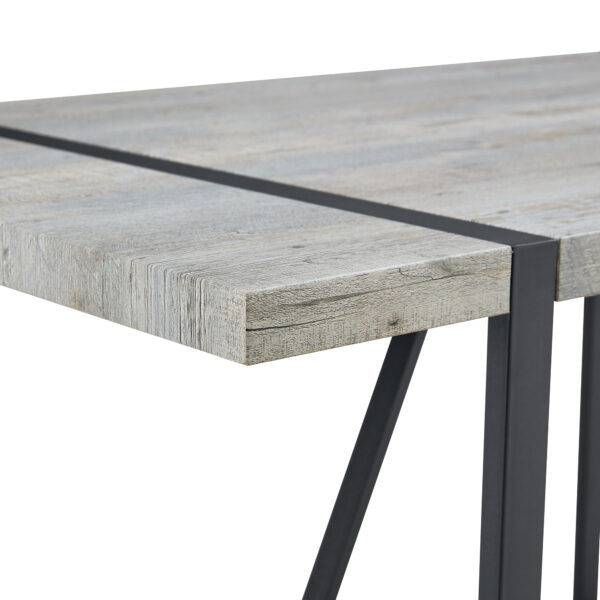 fd1ce6d03d37442a89c63ce58042a584_06afe65935e1340ae7a7b6be5aadfb37 Industrial Rectangular MDF Light Grey Patterned Dining Table for 4-6 people with 1.5 inch thick MDF top and black metal legs for desks, kitchens, patios, dining rooms