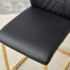 Table and chair set.31.5 Inch Elegant White Marble Pattern Round Dining Table - Suction Molding Annular Texture.Paired With 4 Black High-quality PU Chairs With Arched Golden Metal Legs.