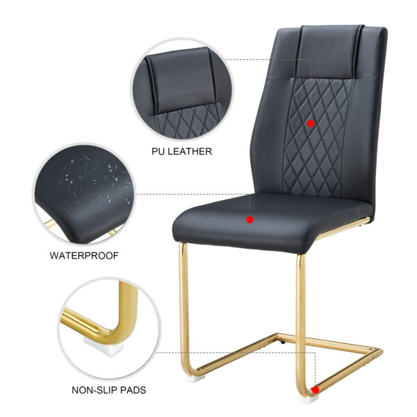 fd4e34ca25c0467e953c1c5ec81c4422_20230904_3179c10807dc54a9558dde957340d04f Modern dining chairs with faux leather padded seats, dining room chairs, gold metal leg upholstered chairs, suitable for kitchens, living rooms, bedrooms, and offices, set of 6 (black+PU leather)C-001