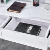 White environmental protection MDF minimalist dresser, desk, desktop computer desk, with double drawer storage space, simple home, perfect for various styles of home environment.
