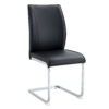 Luxury Simple Arch Chair - Set of 4 Black PU Material High Resilience Dining Chair with Arched Metal Silver Leg.
